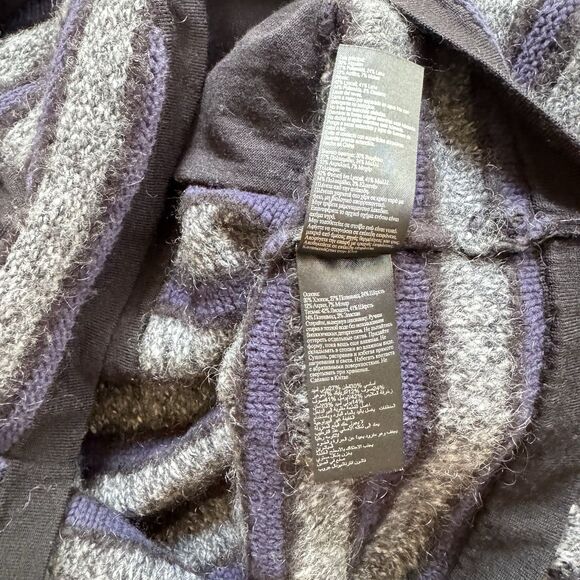 Karen Millen Cardigan Sz 4 Gray Black Blue Striped Cotton Mohair Blend Zip Pocke - Picture 9 of 11